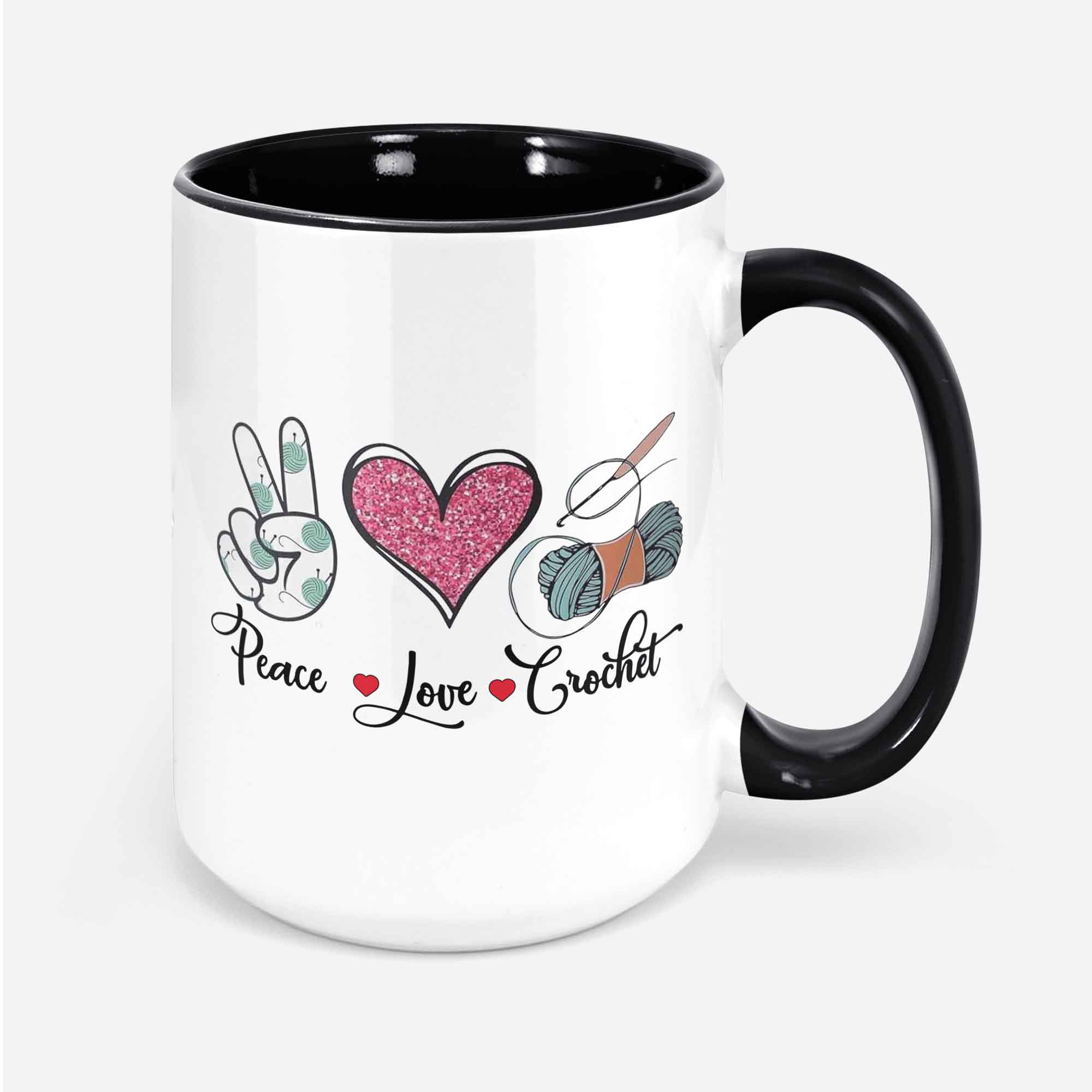 Crochet Mug Peace Love Crochet Crochet Gift Crochet Gift Idea Crochet Love Crochet Lover Crochet Lover Gift Co181wm04