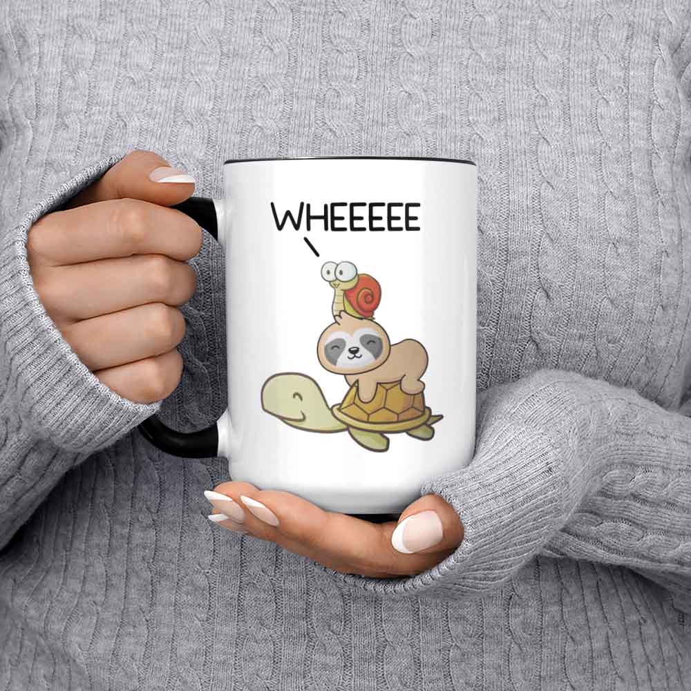 Sloth Turtle Snail Mug Snail Wheeee Mug Snail Riding Turtle Snail Riding Sloth Slow Animals Wee Coffee Cup Cute Animals Funny Animals