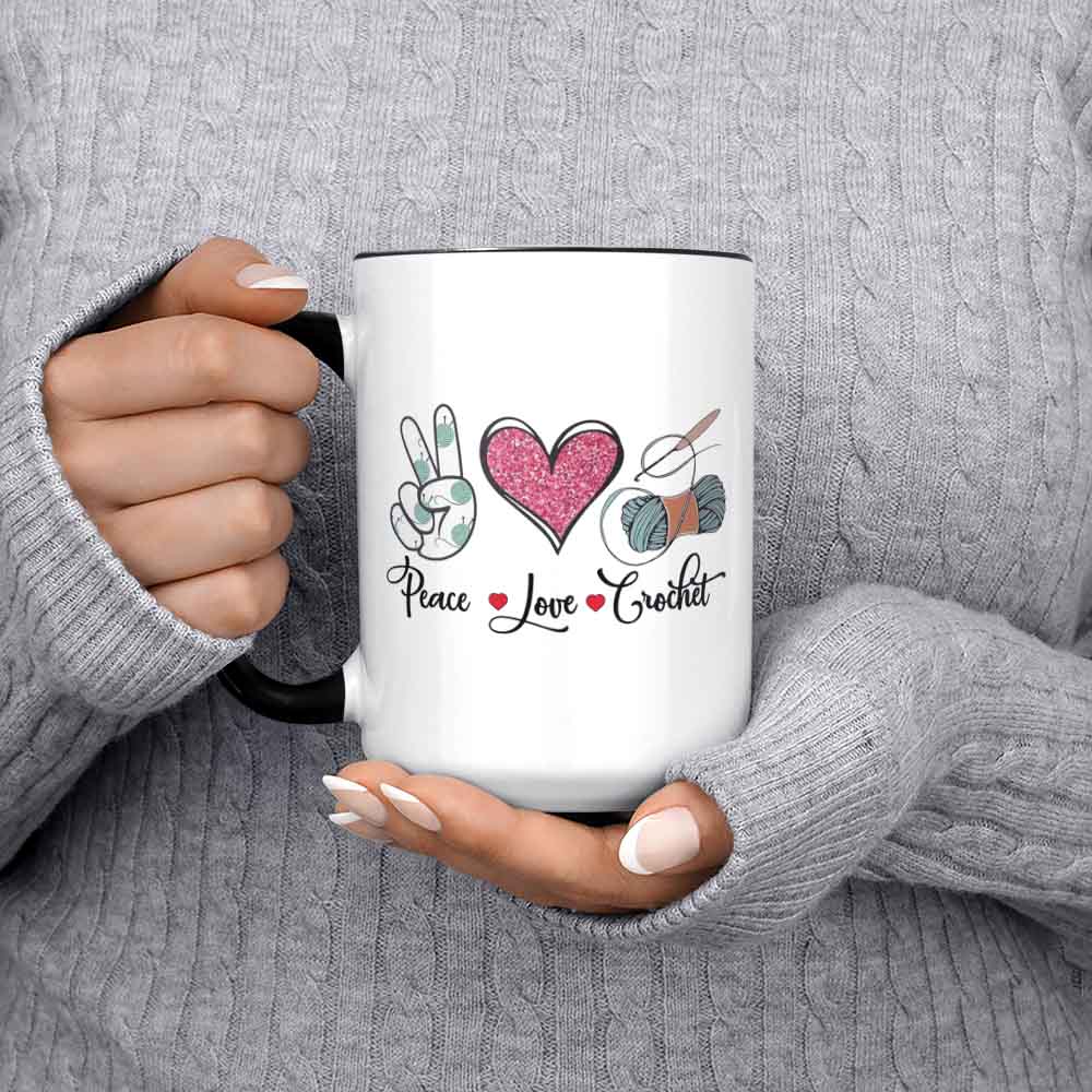 Crochet Mug Peace Love Crochet Crochet Gift Crochet Gift Idea Crochet Love Crochet Lover Crochet Lover Gift Co181wm04