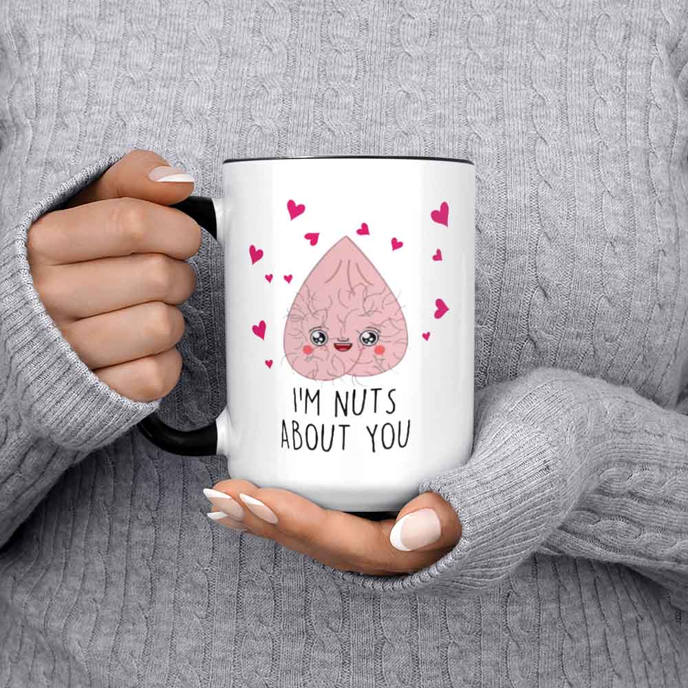 I'm Nuts About You Anniversary Coffee Cup For Men Funny Mug For Boyfriend Wife