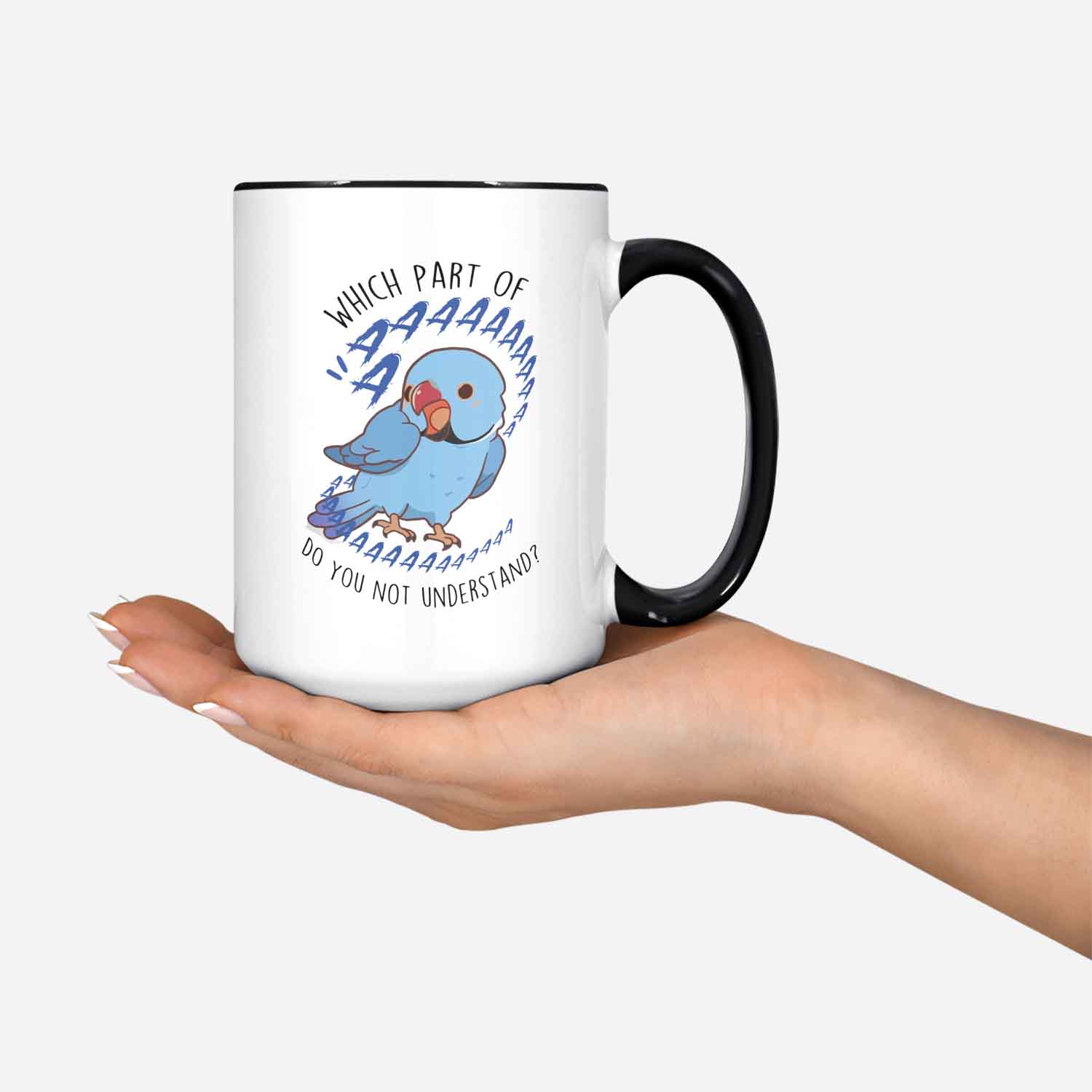 Blue Indian Ringneck Parrot Coffee Mug Cute Pet Parrot Gift Bird Lover Funny Cup