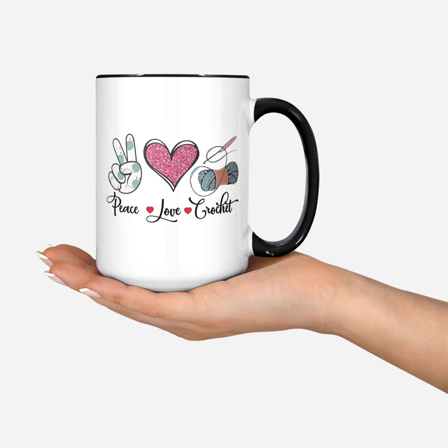 Crochet Mug Peace Love Crochet Crochet Gift Crochet Gift Idea Crochet Love Crochet Lover Crochet Lover Gift Co181wm04