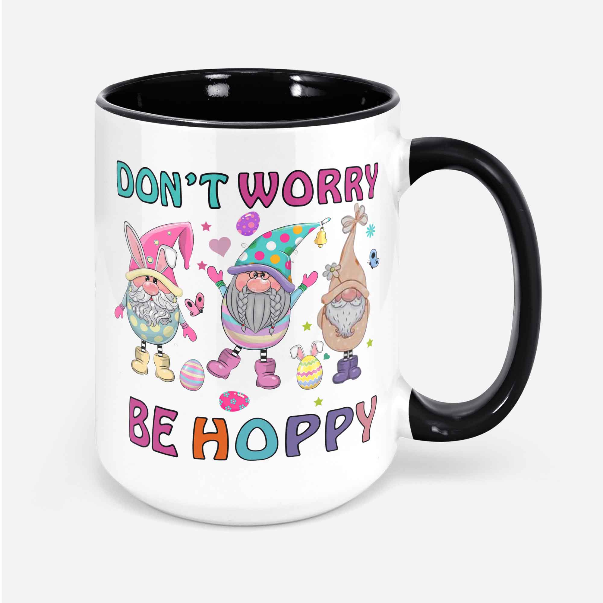 Don't Worry Be Hoppy Gnome Hug Easter Eggs Cute Happy Easter Day Mug Coffee Mug Ceramic Mug Bunny Mug Easter Mug Easter Gnome Mug