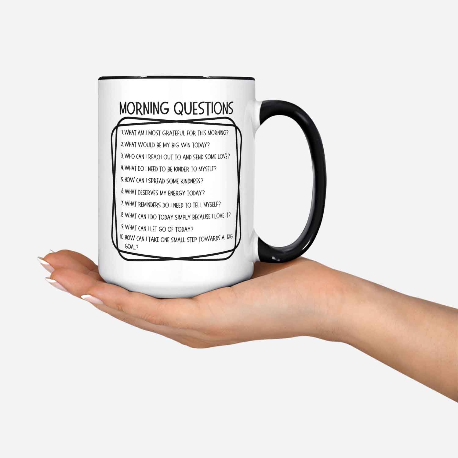 Morning Questions Coffee Mug Mindfulness Coffee Mug Positivity Gift Mental Health Mug Mental Health Gift Get Well Soon Gift