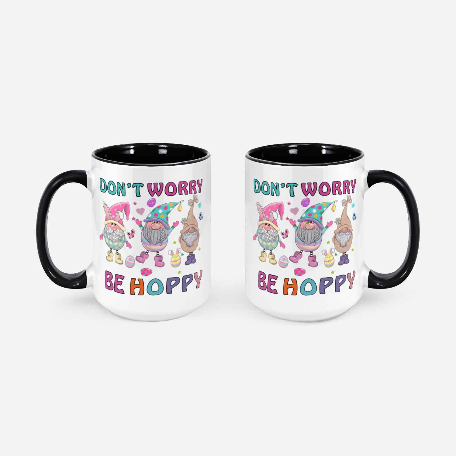 Don't Worry Be Hoppy Gnome Hug Easter Eggs Cute Happy Easter Day Mug Coffee Mug Ceramic Mug Bunny Mug Easter Mug Easter Gnome Mug