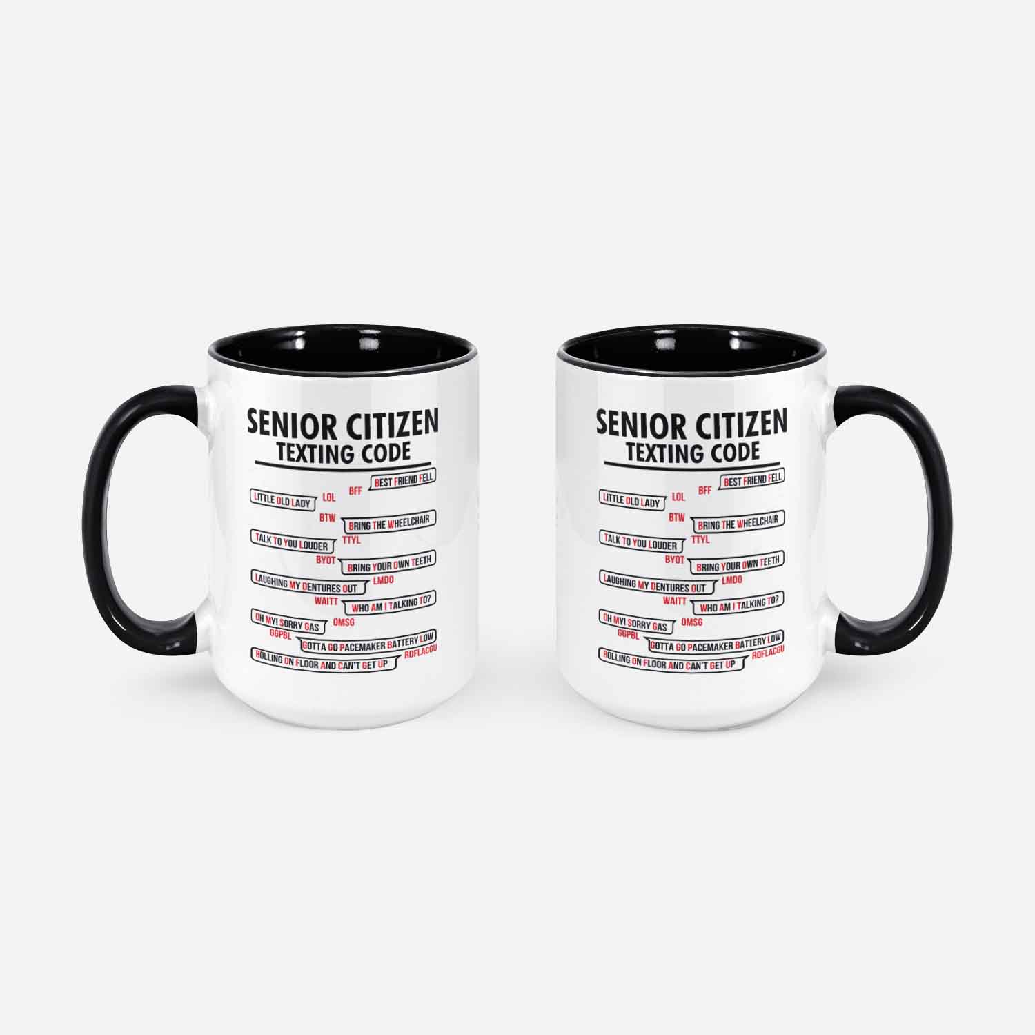 Funny Senior Citizen's Texting Code Gift For Grandpa Coffee Mug For Men Women