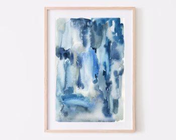 Abstract Art Blue Watercolor Print Instant Indigo Blue Wall Art Prints Watercolor Art Abstract Art Printdigital Art