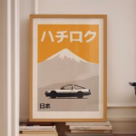 Ae86 Poster Toyota Prints Inital D Poster Japan Poster Yellow Art Ae86 Wall Art Car Poster Poster And Prints