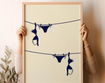 Bikini Endless Summer Navy Blue Print Coconut Girl Decor Coastal Cowgirl Decor Coastal Wall Art Bow Ocean Inspired Aesthetic Poster Trendy