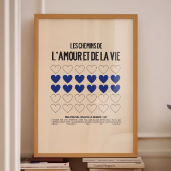 Blue Heart Poster French Exhibition Poster Preppy Blue Poster Blue Heart Print French Prints 18x24 Poster 16x20 Wall Art