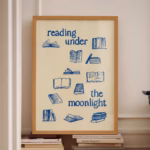 Blue Poster Book Worm Art Exhibition Wall Art Aesthetic Wall Art Trendy Blue Print Typography Print Hand Drawn Sketch Print Trendy Print