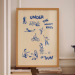 Blue Poster Exhibition Wall Art Aesthetic Wall Art Trendy Blue Print Typography Print Hand Drawn Sketch Print Trendy Print