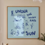 Blue Trendy Print Exhibition Poster Square Wall Art Exhibition Blue Print Square Wall Art Blue Hand Drawn Sketch