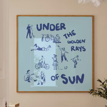 Blue Trendy Print Exhibition Poster Square Wall Art Exhibition Blue Print Square Wall Art Blue Hand Drawn Sketch