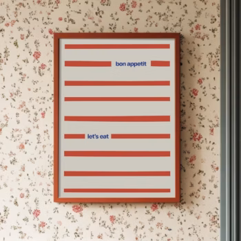 Bon Appetit Print Red Striped Poster Cute Stripe Poster Bon Appetit Lets Eat French Print Unique Wall Art Farm House Aesthetic