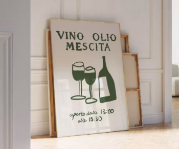 Green Poster Hand Drawn Sketch Exhibition Poster Green Italy Sketch Wall Art Wine Sketch Hand Drawn Trendy Green Poster