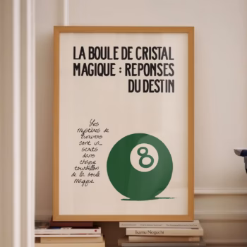 Green Print Poster French Art Trendy Green Print French Book Poster 8 Ball Print Exhibition French Poster Aesthetic Wall Decor