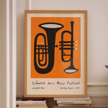 Jazz Poster Trombone Art Classic Music Poster Retro Music Poster Poster Vintage Music Poster And Prints Orange Poster Exhibition