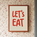 Lets Eat Poster Cottage Core Trendy Posters Typography Art Kitchen Wall Art Posters Prints Im Hungry Print Hand Drawn Print