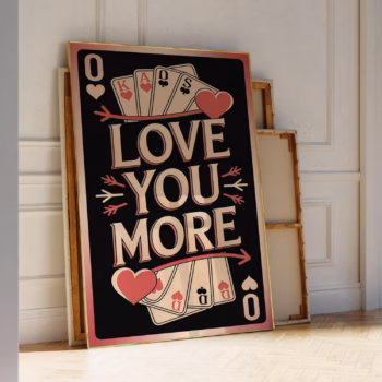 Love You More Print Red Black Retro Wall Art Trendy Preppy Style Girly Wall Decor Valentines Day Poster