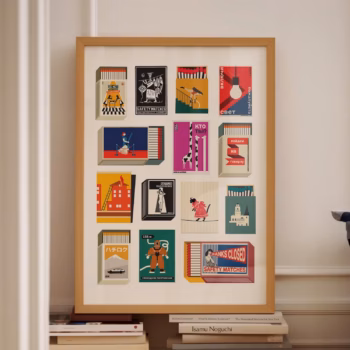 Matchbox Print Top Selling Prints Wall Art Matchbox Print Vintage Matchbooks Wall Art Retro Funky Decor Retro Vintage Print