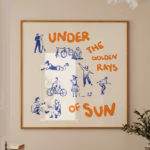 Orange And Blue Poster Exhibition Poster Square Wall Art Exhibition Blue Orange Print Square Wall Art Hand Drawn Sketch