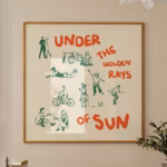 Orange And Green Poster Exhibition Poster Square Wall Art Exhibition Green Orange Print Square Wall Art Hand Drawn Sketch