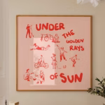 Pink And Red Poster Exhibition Poster Square Wall Art Exhibition Pink Red Print Square Wall Art Pink Hand Drawn Sketch