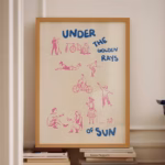 Pink Blue Poster Exhibition Wall Art Aesthetic Wall Art Pink Blue Print Typography Print Hand Drawn Sketch Print Trendy Print