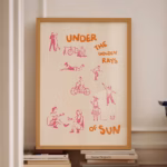Pink Orange Wall Art Orange Poster Aesthetic Home Wall 24x36 Poster Print Large Pink Print Hand Drawn Poster