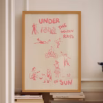 Pink Poster Exhibition Wall Art Aesthetic Wall Art Pink Wall Art Typography Print Pink Hand Drawn Sketch Print Trendy Pink Print