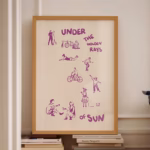 Purple Poster Exhibition Wall Art Aesthetic Wall Art Trendy Purple Print Typography Print Hand Drawn Sketch Print Trendy Print