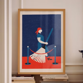 Red Blue Poster Retro Wall Art Hand Illustrated Funky Art Apartment Decor Trendy Wall Art Unique Wall Decor Vintage Wall Art