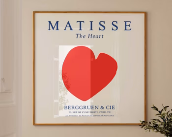 Red Blue Square Poster Exhibition French Poster Print Square Wall Art Heart Print Square Poster Blue Red Art Matisse Square Art