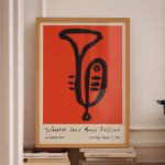 Red Wall Art Nyc Central Park Jazz Festival Poster Red Jazz Decor Exhibition Poster Retro Jazz Poster Contemporary Poster