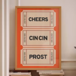Retro Cin Cin Poster Retro Ticket Art Trendy Red Print Bar Cart Retro Poster Prints Cocktail Bar Art Cheers Prost Poster