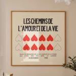 Square Print French Wall Art 10x10 Print 20x20 12x12 Print Red Heart Print Square Wall Art French Poster French Art Red Print