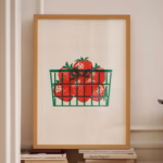 Strawberry Print Retro Simple Strawberry Poster Trendy Wall Art Vintage Food Print Art Kitchen Art Strawberry Decor Fruit Wall Art