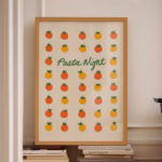 Tomato Pasta Print Kitchen Poster Pasta Night Print Tomato Wall Art Pasta Poster Italy Poster Red Orange Wall Art Large Poster
