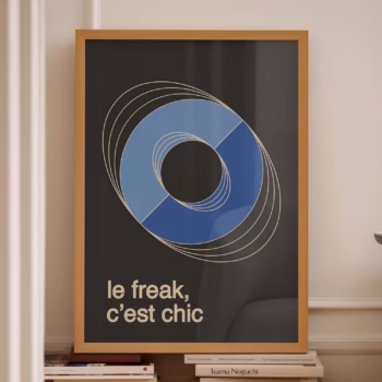 Trendy Blue Print Le Freak Cest Chic Poster Blue Exhibition French Poster Blue Black Retro French Wall Art Print Blue Black