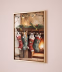 Vintage Christmas Stockings With Pets Cozy Christmas Wall Art Dogs And Cats In Holiday Stockings Rustic Festive Decor